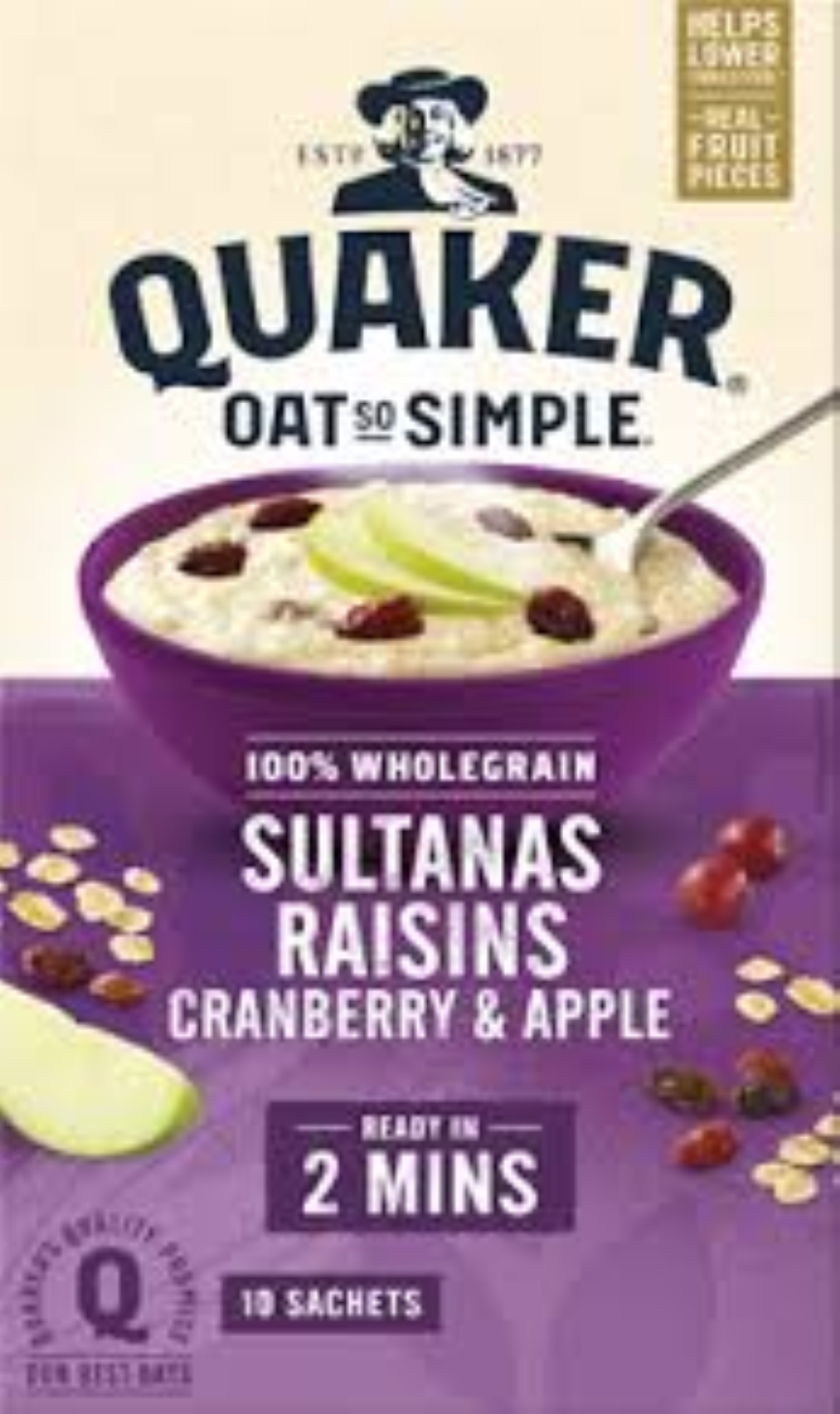 QUAKER OATS SULTANAS   RAISINS CRAN&APPLE 385G